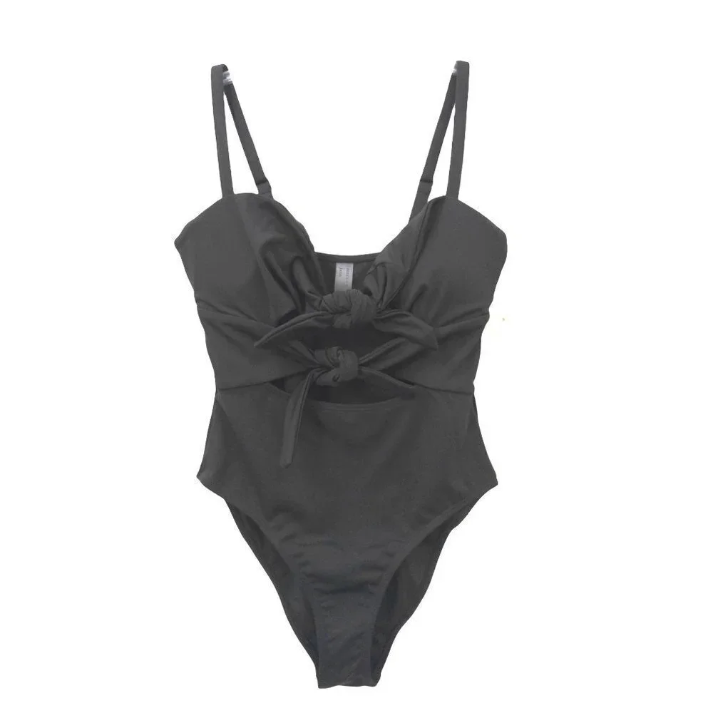 Crescent Drive Cut Out One Piece Swimsuit M Black New
